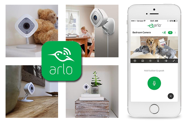 Arlo Q security camera being used to monitor pets